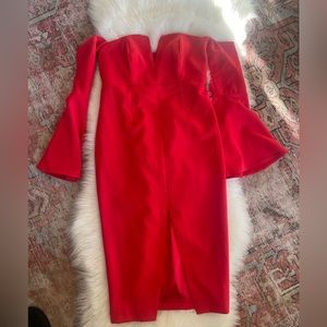 Bardot midi dress red size 6